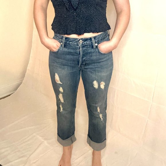 Gap Distressed Straight Leg Denim Jeans - Picture 2 of 7